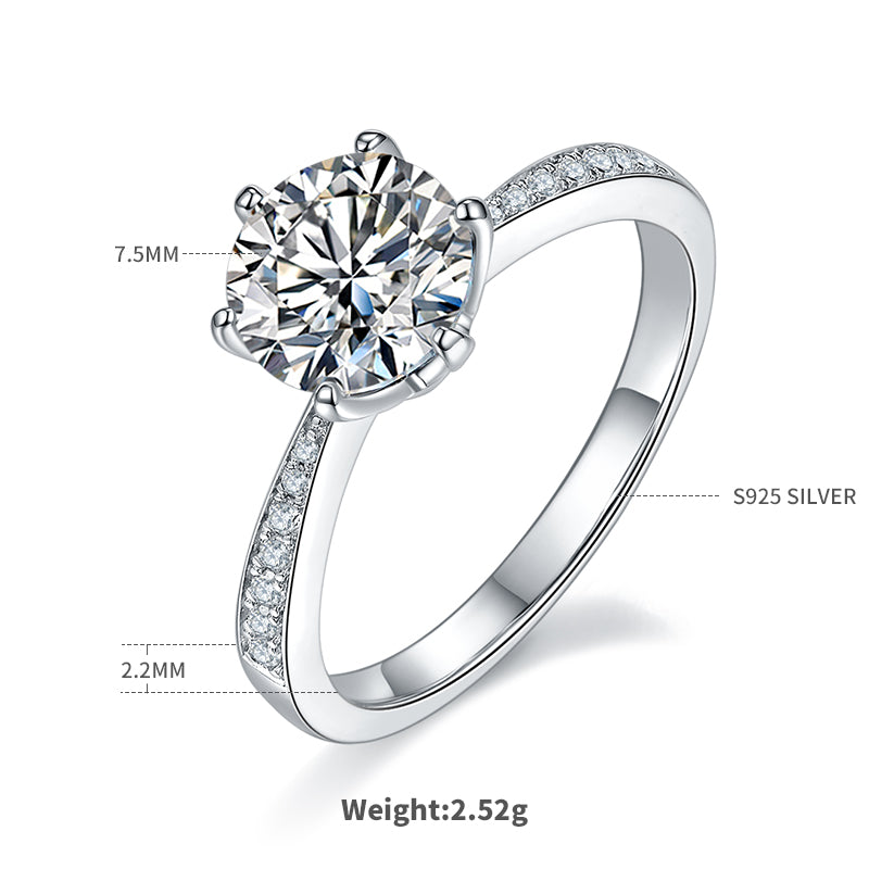 1.5 CT D Color Moissanite Pave Dancing Custom Ring in White Gold Plated Sterling Silver#4