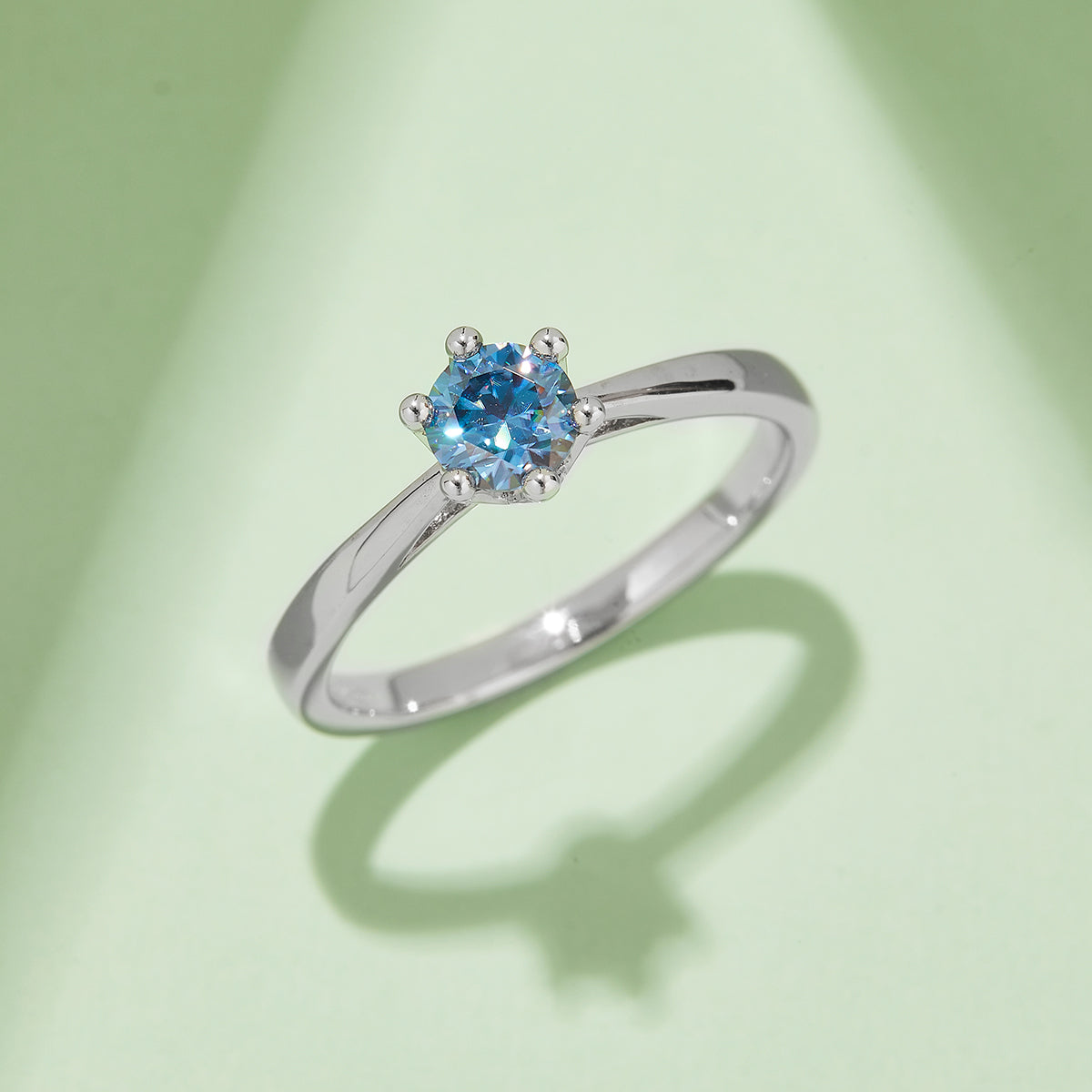 0.5 CT D Color Moissanite Crown Straight Shank Ring in White Gold Plated Sterling Silver#10