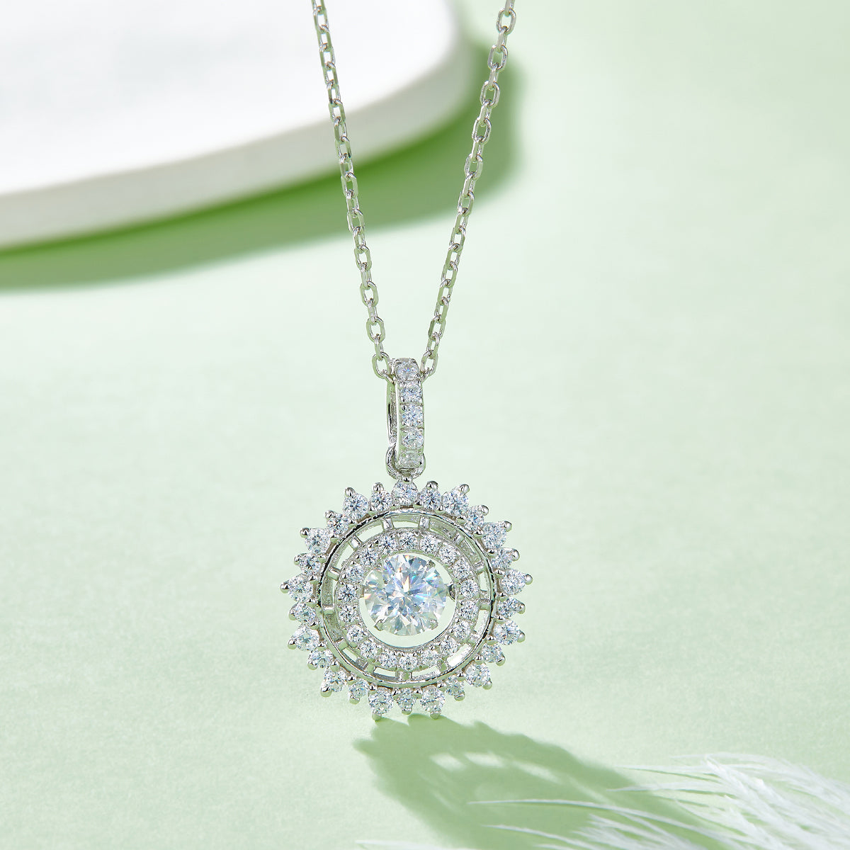 0.5 CT D Color Dancing Moissanite Shining Necklace in White Gold Plated Sterling Silver#3