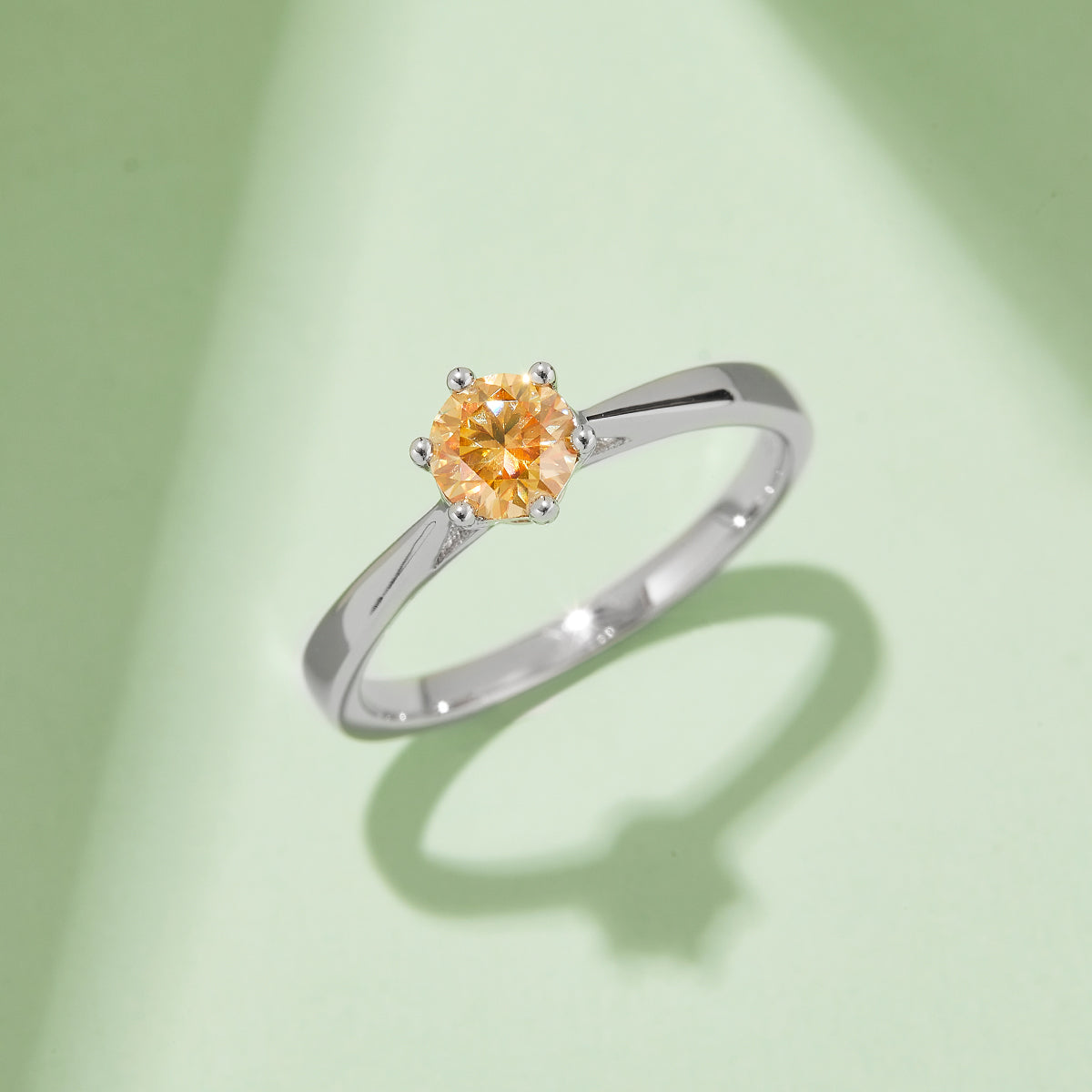 0.5 CT D Color Moissanite 6-Prong Classic Straight Shank Ring in White Gold Plated Sterling Silver#9