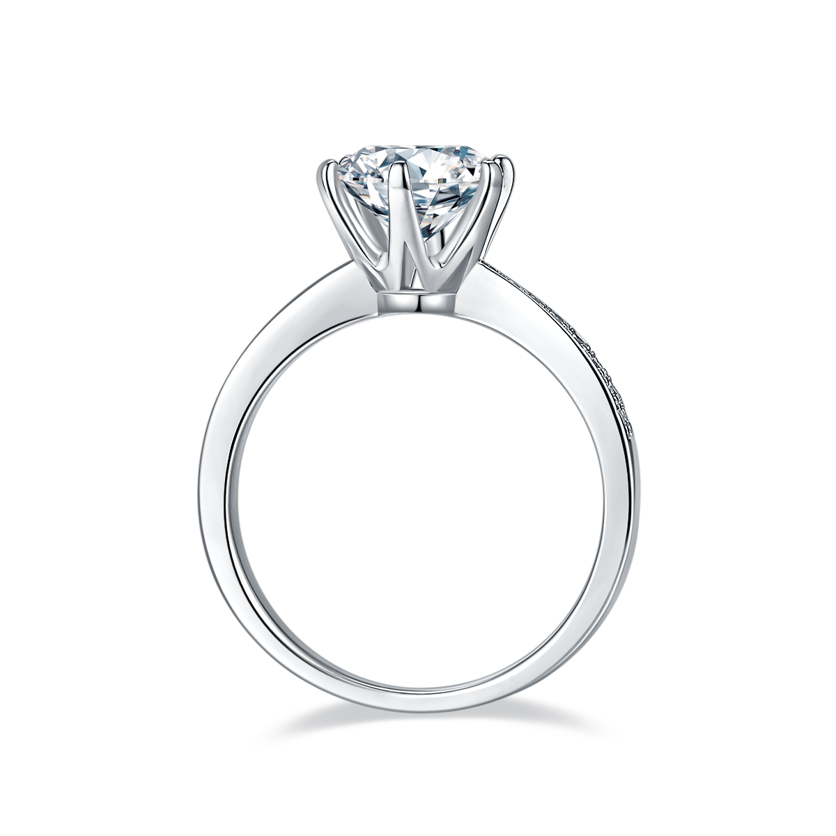 2.0 CT D Color Moissanite Pave Dancing Custom Ring in White Gold Plated Sterling Silver#6