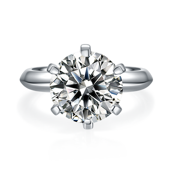 5.0 CT D Color Moissanite 6-Prong Classic Plain Shank Ring in White Gold Plated Sterling Silver#4