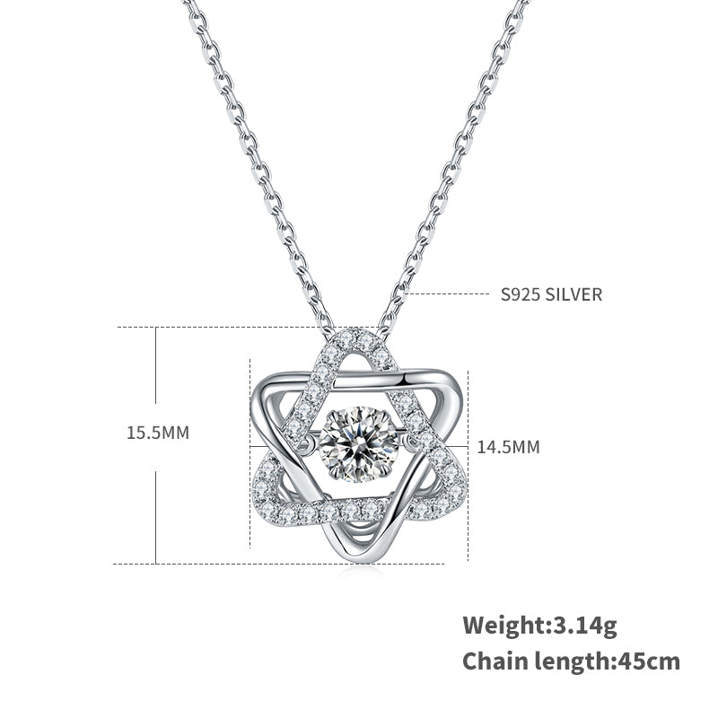 0.5 CT D Color Dancing Hexagram Moissanite Necklace in White Gold Plated Sterling Silver#1