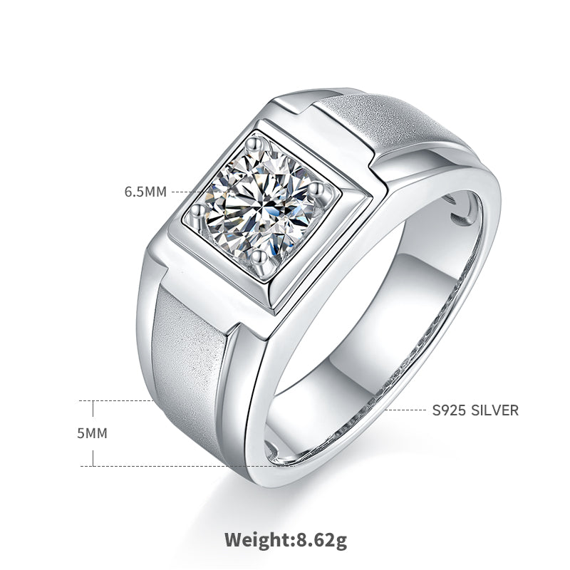 1.0 CT D Color Moissanite Streetwear Men's Band in White Gold Plated Sterling Silver#1
