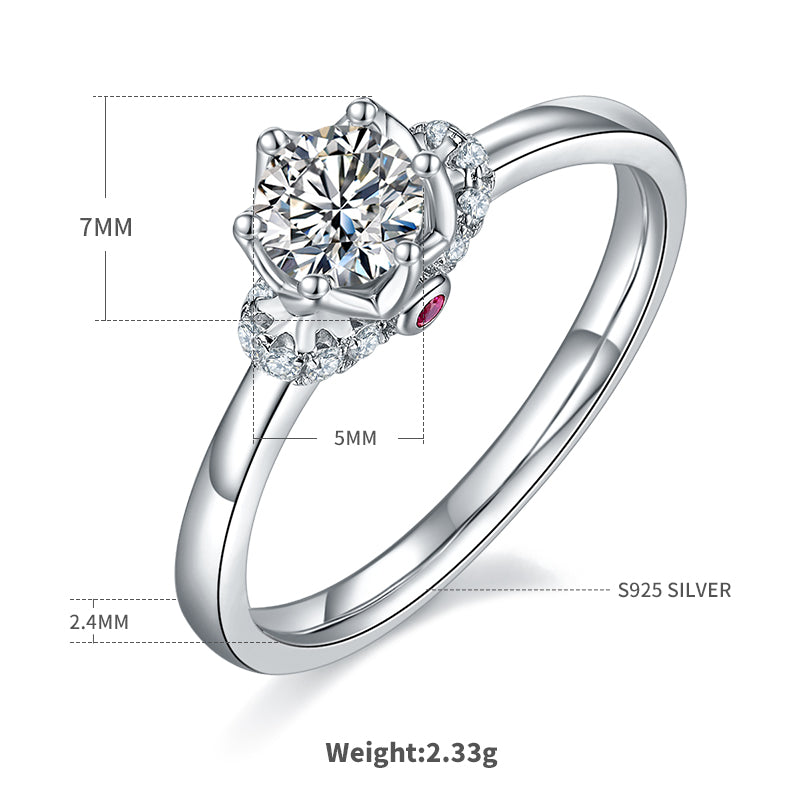 0.5 CT D Color Moissanite Crowning Straight Shank Ring in White Gold Plated Sterling Silver#4