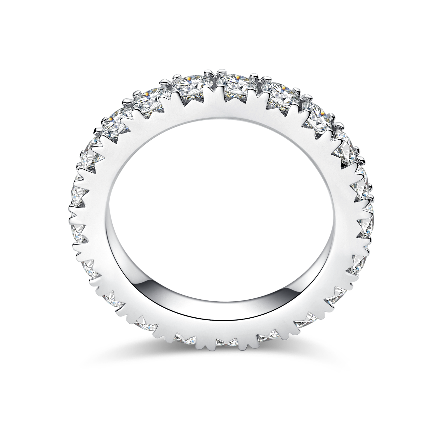 Moissanite Melee Tiger Prong Full Eternity Ring Guard (3.0mm) in White Gold Plated Sterling Silver#3