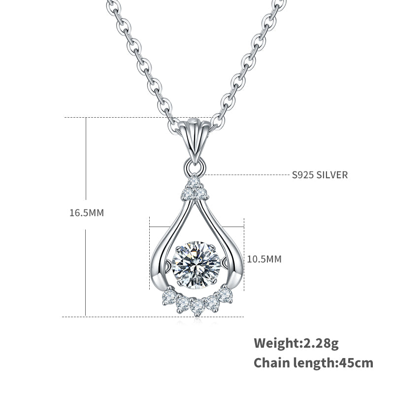 0.5 CT D Color Dancing Bright Eyes Moissanite Necklace in White Gold Plated Sterling Silver#1
