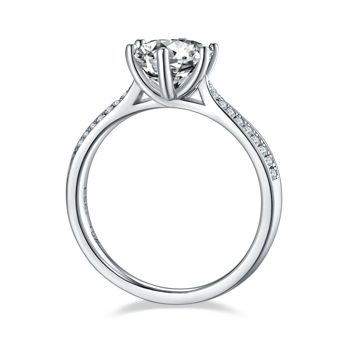 1.5 CT D Color Moissanite Star Queen Custom Ring in White Gold Plated Sterling Silver#6