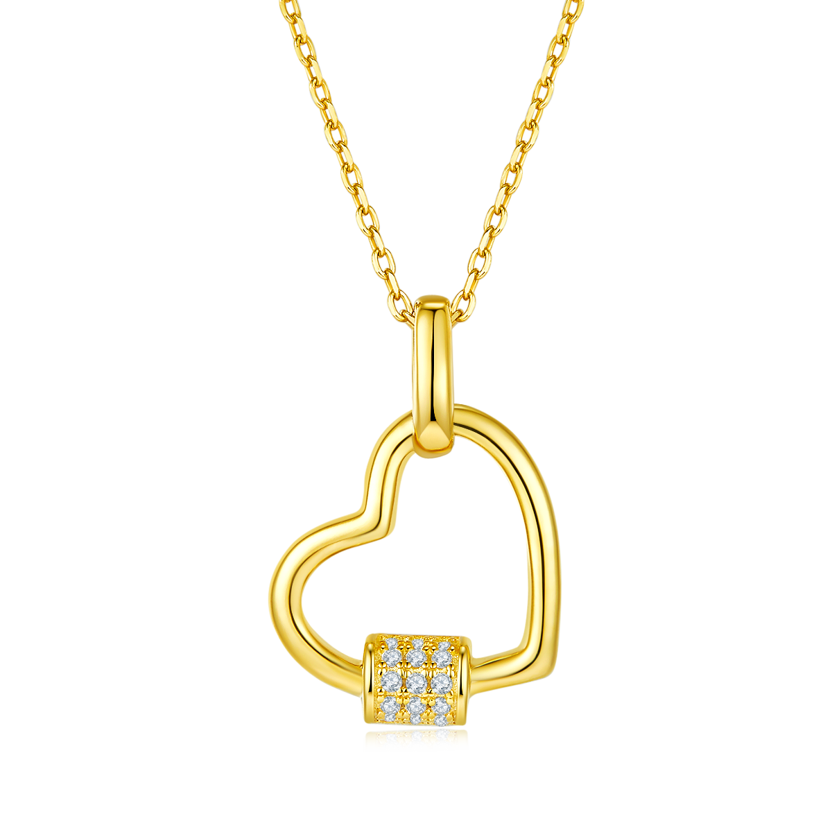 0.1 CT D Color Moissanite Melee Lock Heart Pendant in Sterling Silver#5