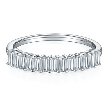 1.0 CT D Color Emerald Cut Moissanite Custom Eternity Band in White Gold Plated Sterling Silver#2