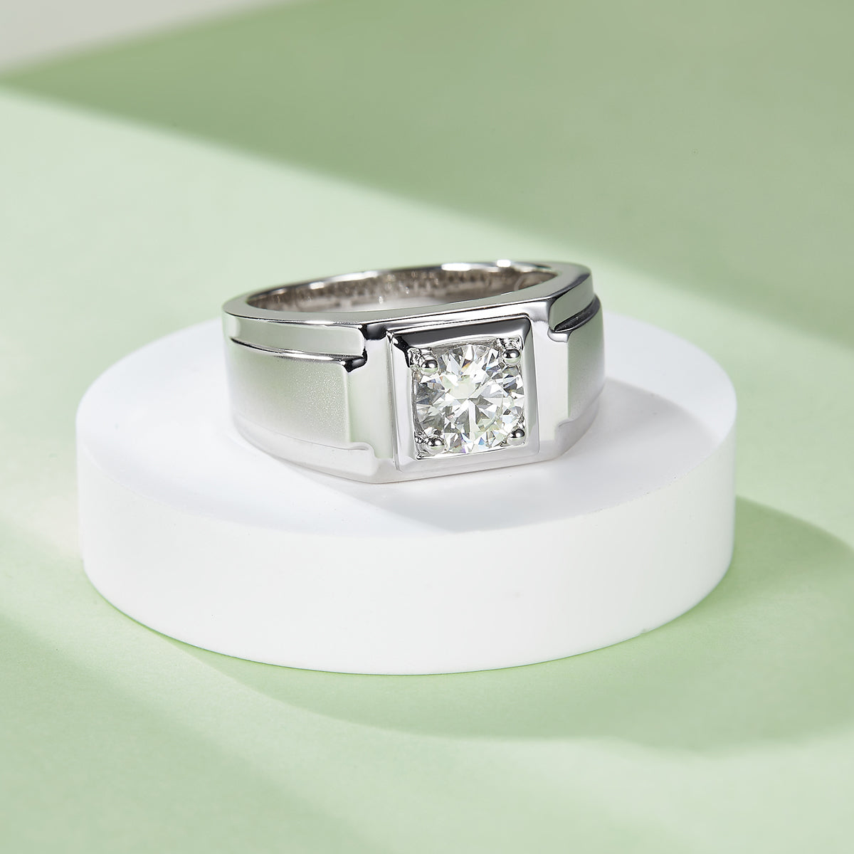 1.0 CT D Color Moissanite Streetwear Men's Band in White Gold Plated Sterling Silver#4