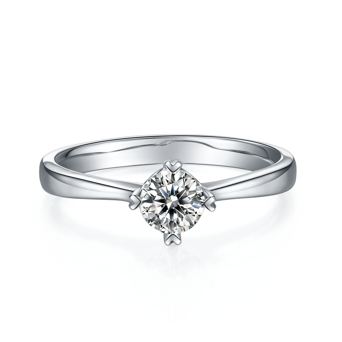 0.5 CT D Color Moissanite Interlocking Hearts Straight Shank Ring in White Gold Plated Sterling Silver#5