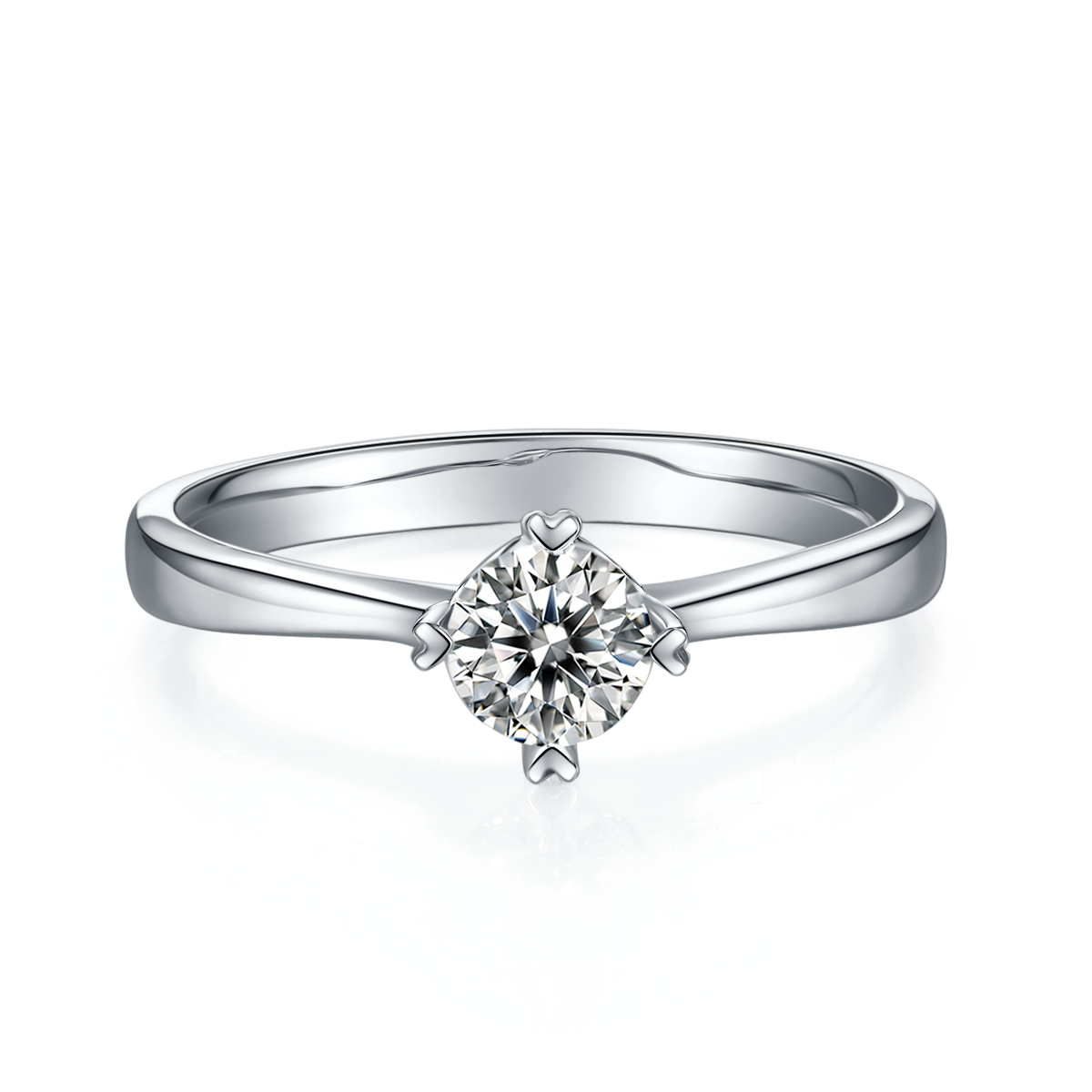 0.5 CT D Color Moissanite Interlocking Hearts Straight Shank Ring in White Gold Plated Sterling Silver#5
