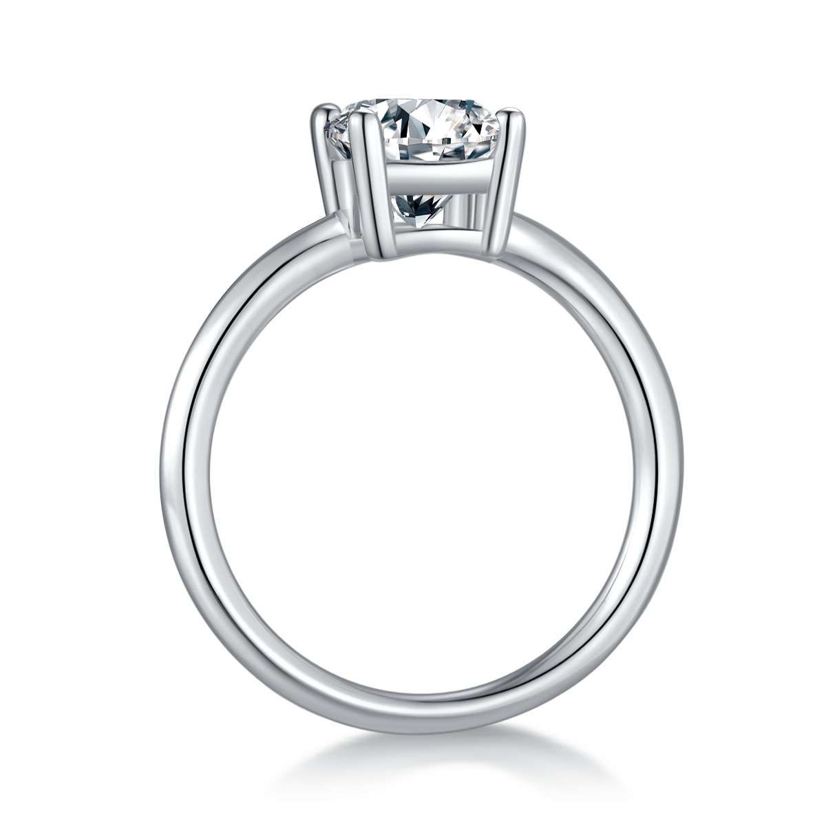 2.0 CT D Color Oval Cut Moissanite Classic Ring in White Gold Plated Sterling Silver#7