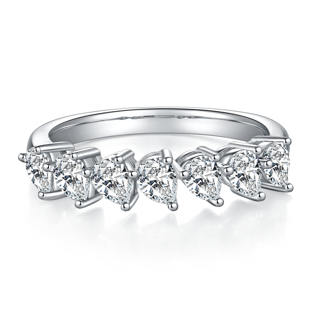 2.1 CT D Color Pear Cut Moissanite Eternity Band in White Gold Plated Sterling Silver#3