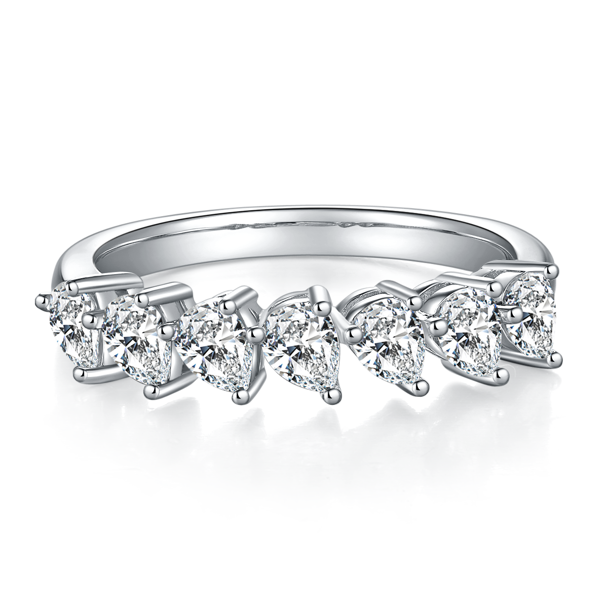 2.1 CT D Color Pear Cut Moissanite Eternity Band in White Gold Plated Sterling Silver#3