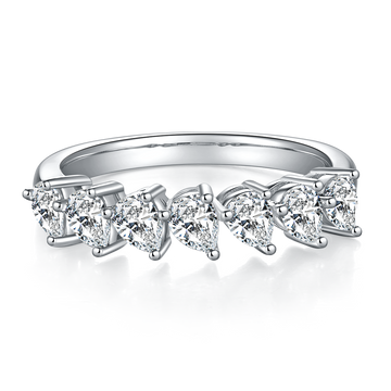 2.1 CT D Color Pear Cut Moissanite Eternity Band in White Gold Plated Sterling Silver#3