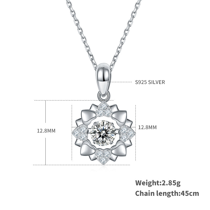 0.5 CT D Color Dancing Joy Moissanite Necklace in White Gold Plated Sterling Silver#1