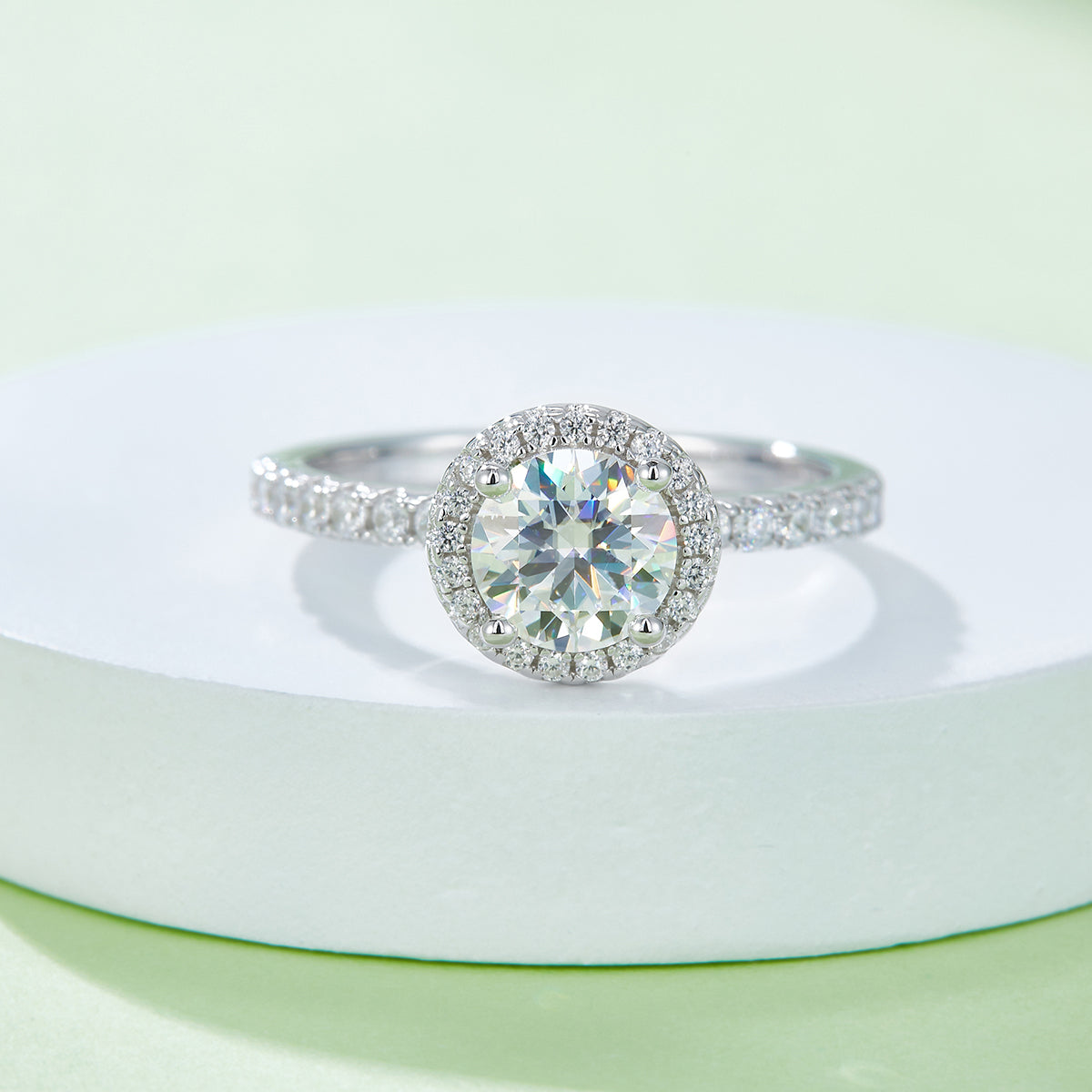 1.0 CT D Color Round Cut Moissanite Dainty Ring in White Gold Plated Sterling Silver#7