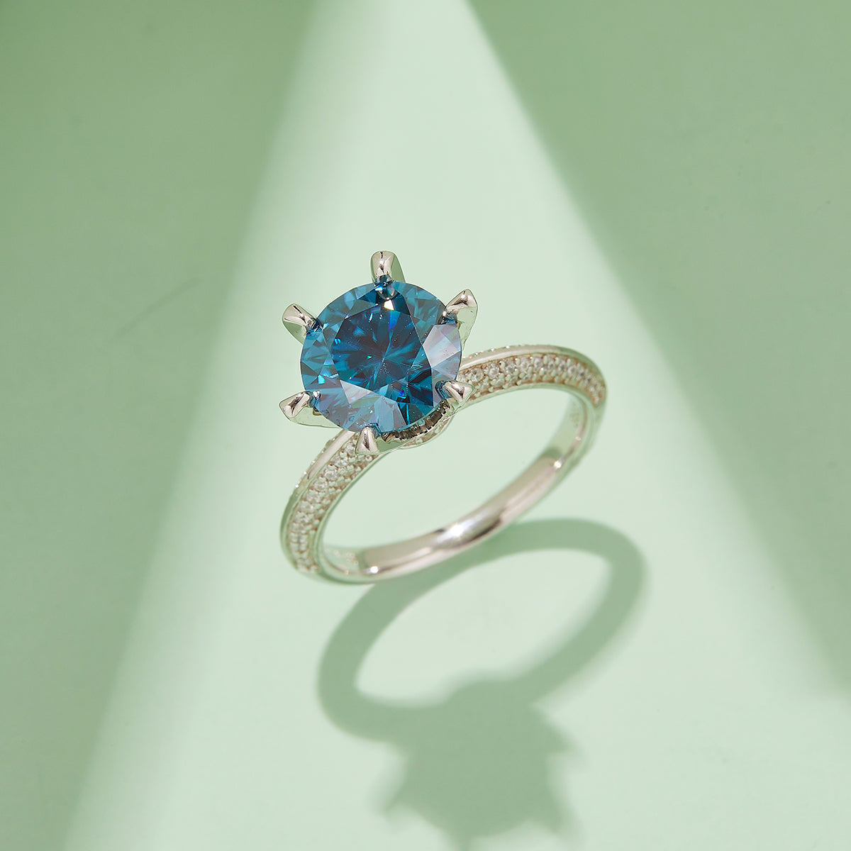 3.0 CT D Color Moissanite Majestic Ring in White Gold Plated Sterling Silver#10