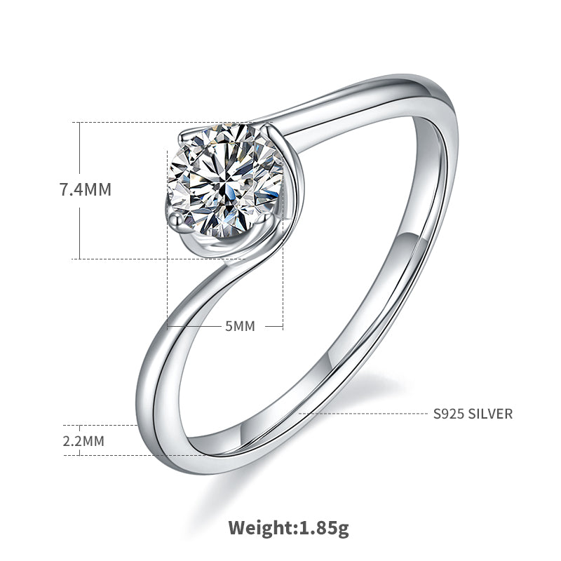 0.5 CT D Color Moissanite Flower Bud Twisted Shank Ring in White Gold Plated Sterling Silver#4