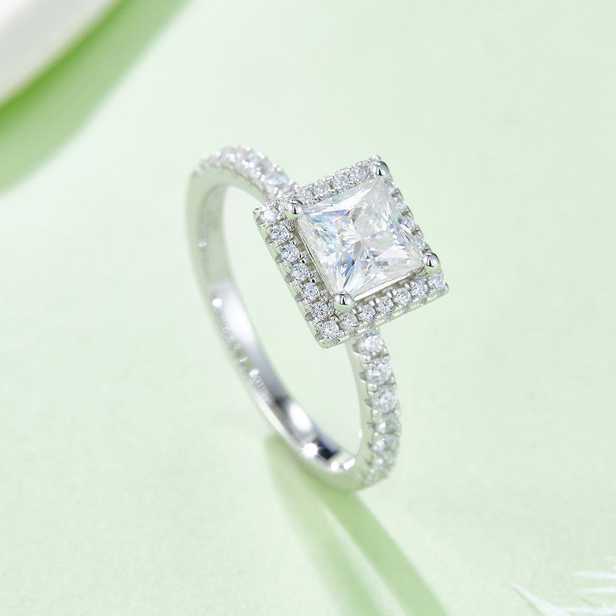 1.0 CT D Color Princess Cut Moissanite Dainty Ring in White Gold Plated Sterling Silver#2