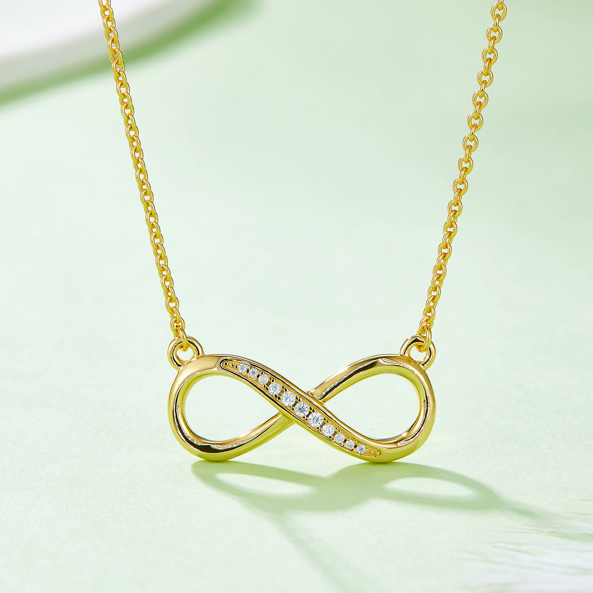 0.1 CT D Color Moissanite Melee Minimalist Infinity Love Pendant in Sterling Silver#8