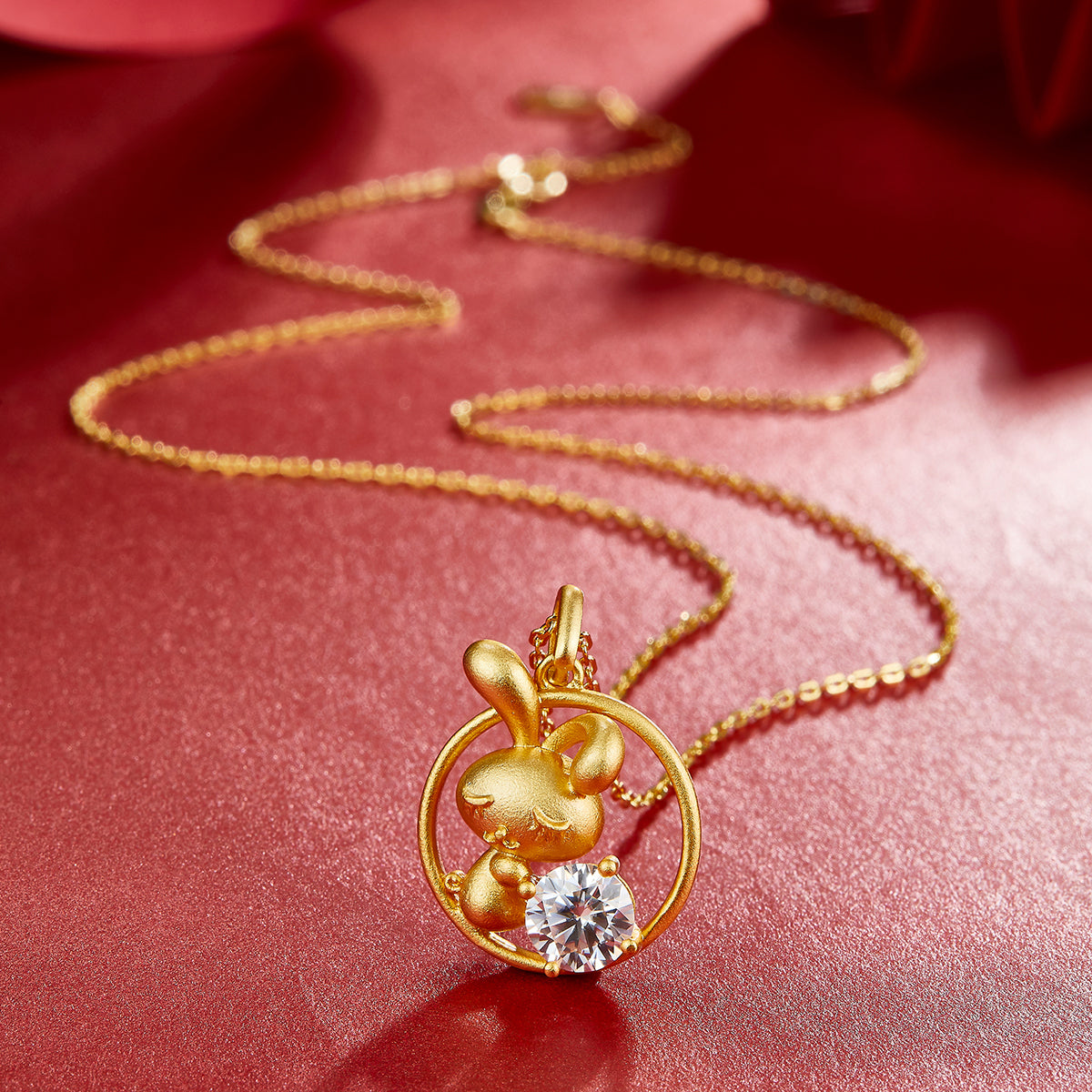 1.0 CT Moissanite Chinese Zodiac Rabbit Necklace in Sterling Silver#4