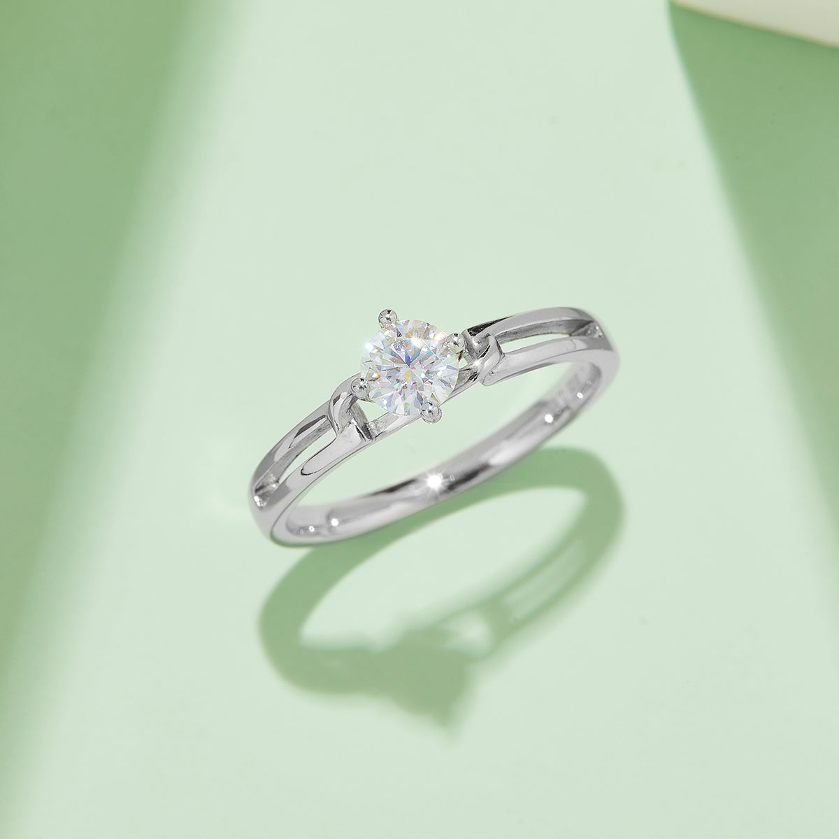 0.5 CT D Color Moissanite Bowknot Twisted Shank Ring in White Gold Plated Sterling Silver#7