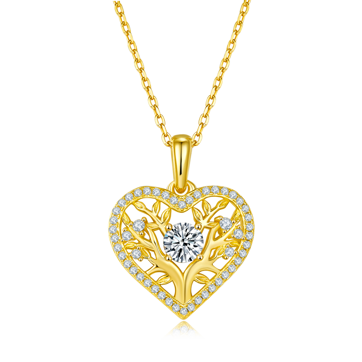 0.78 CT D Color Moissanite Melee Tree of Life Heart Pendant in Sterling Silver#5