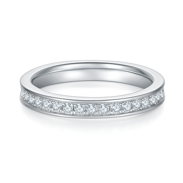 0.6 CT D Color Moissanite Melee Straight Row Full Eternity Ring Guard in White Gold Plated Sterling Silver#3