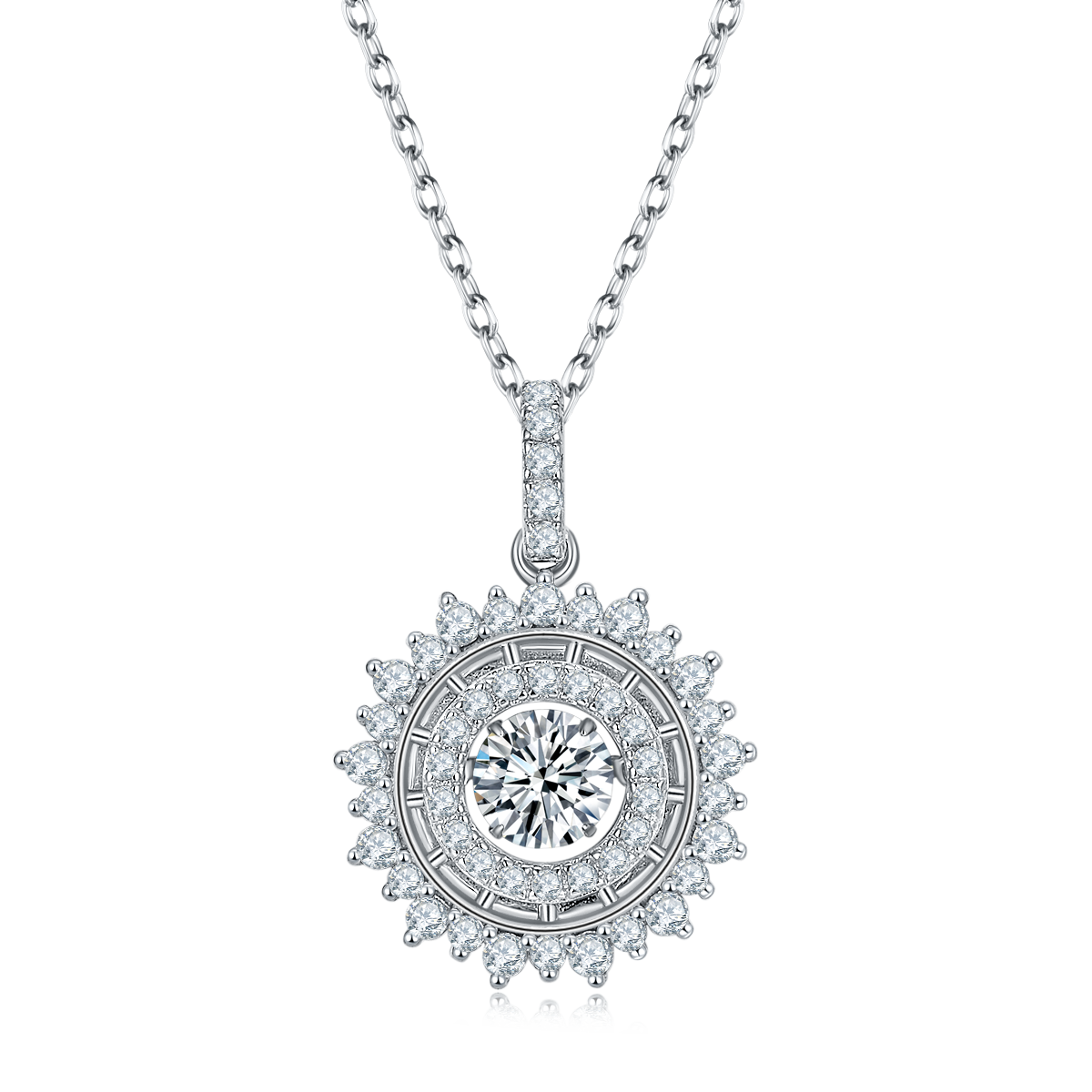 0.5 CT D Color Dancing Moissanite Shining Necklace in White Gold Plated Sterling Silver#2