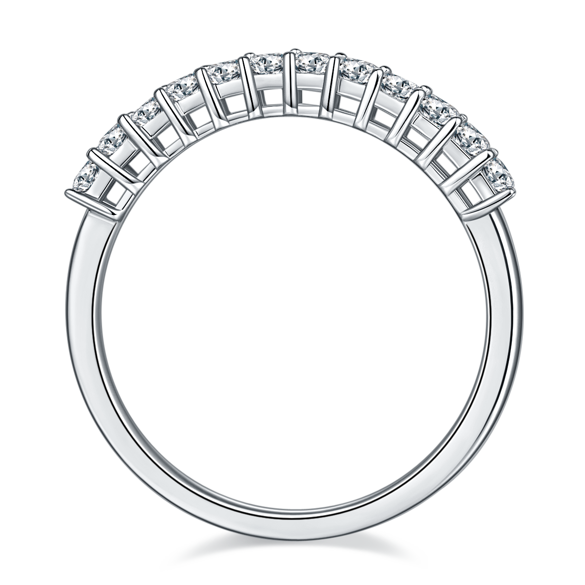 1.0 CT D Color Princess Cut Moissanite Custom Eternity Band in White Gold Plated Sterling Silver#3