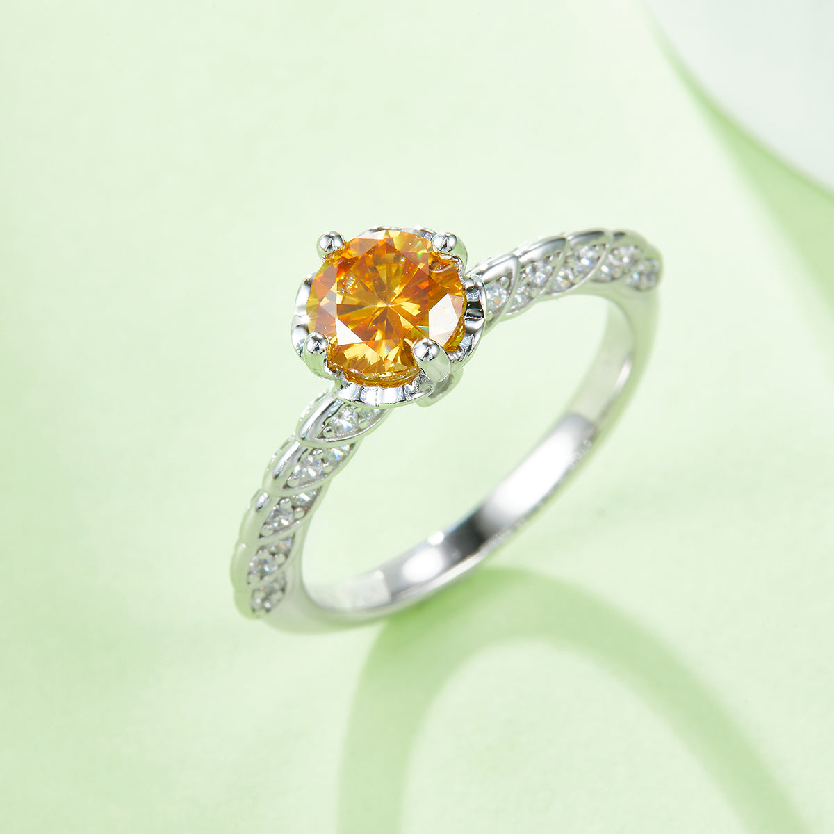 1.0 CT D Color Moissanite Wedding Vow Ring in White Gold Plated Sterling Silver#9