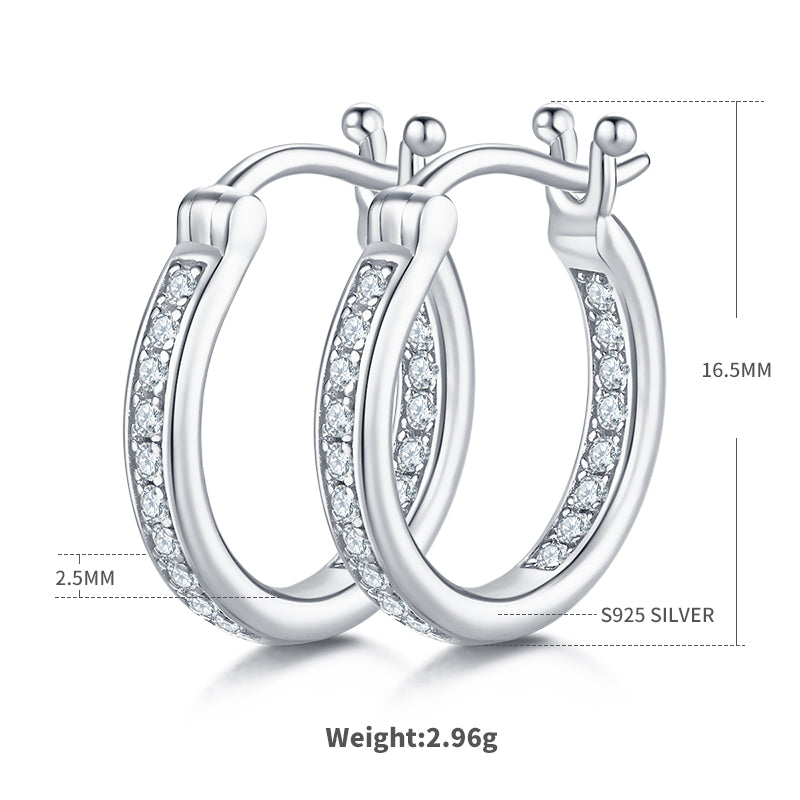 0.3 CT D Color Moissanite Melee Single Row Half Hoop Earrings in Sterling Silver#3