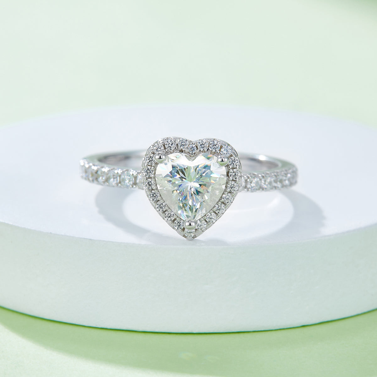 1.0 CT D Color Heart Cut Moissanite Dainty Ring in White Gold Plated Sterling Silver#4