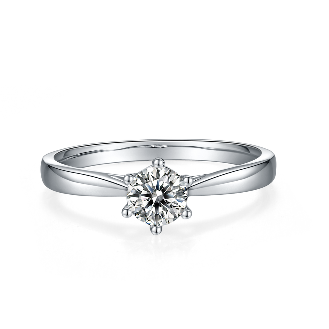 0.5 CT D Color Moissanite 6-Prong Classic Straight Shank Ring in White Gold Plated Sterling Silver#5