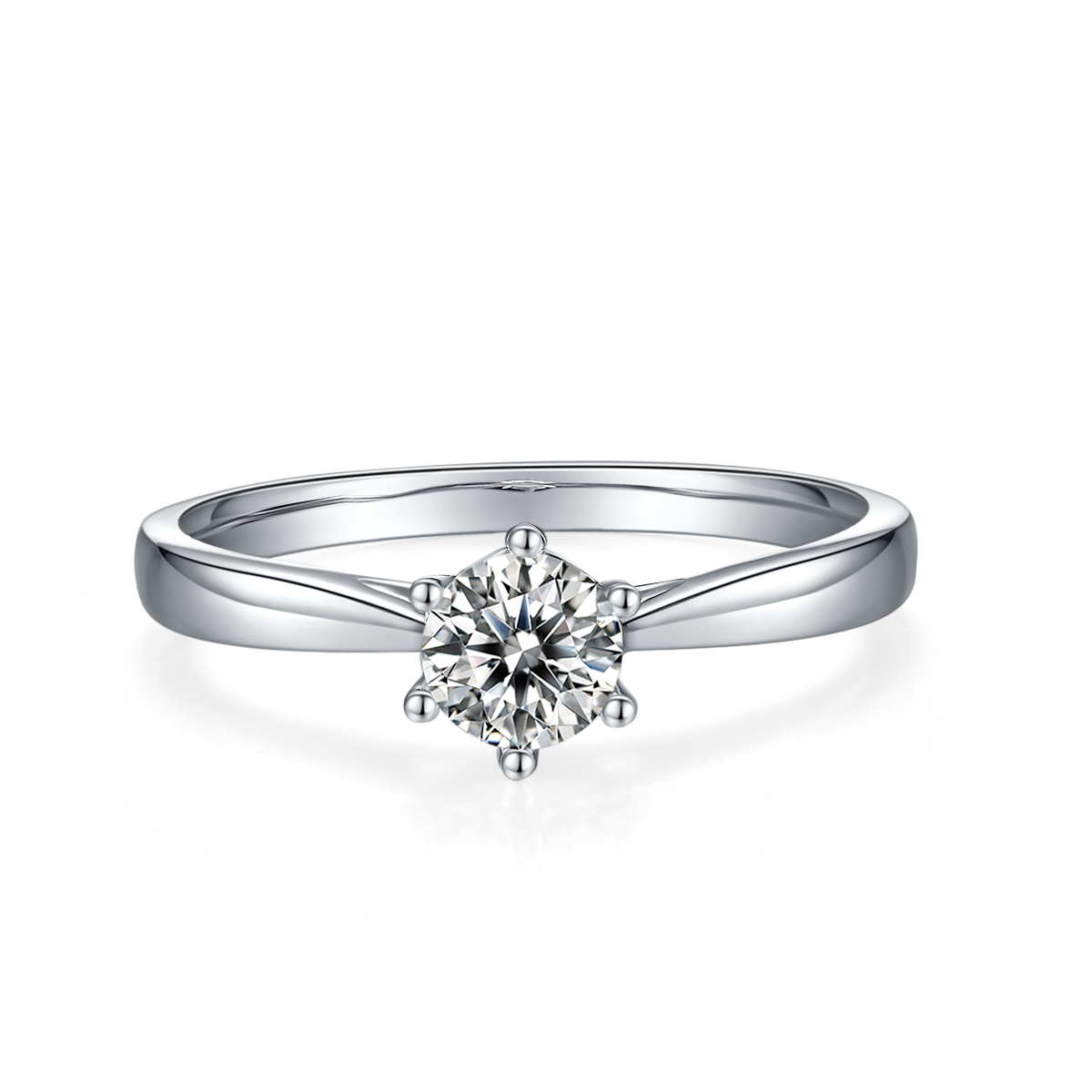 0.5 CT D Color Moissanite 6-Prong Classic Straight Shank Ring in White Gold Plated Sterling Silver#5