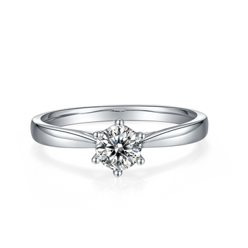 0.5 CT D Color Moissanite 6-Prong Classic Straight Shank Ring in White Gold Plated Sterling Silver#5