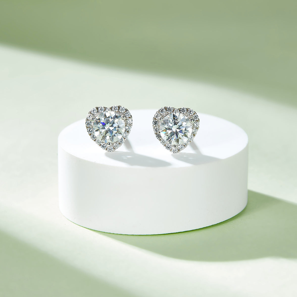 Moissanite Wholehearted Pendant & Stud Earrings Set in White Gold Plated Sterling Silver#7