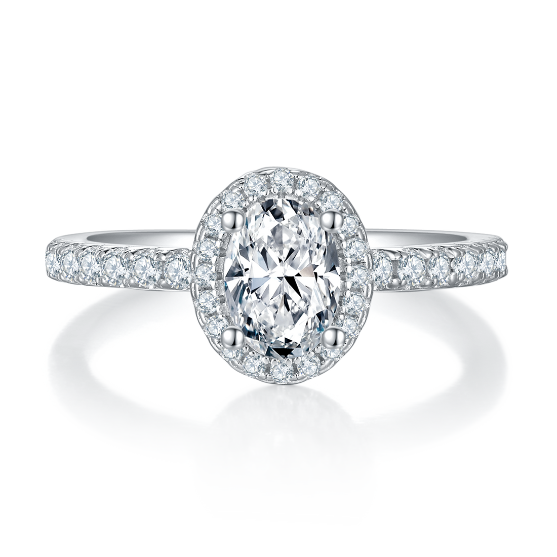 1.0 CT D Color Oval Cut Moissanite Dainty Ring in White Gold Plated Sterling Silver#5