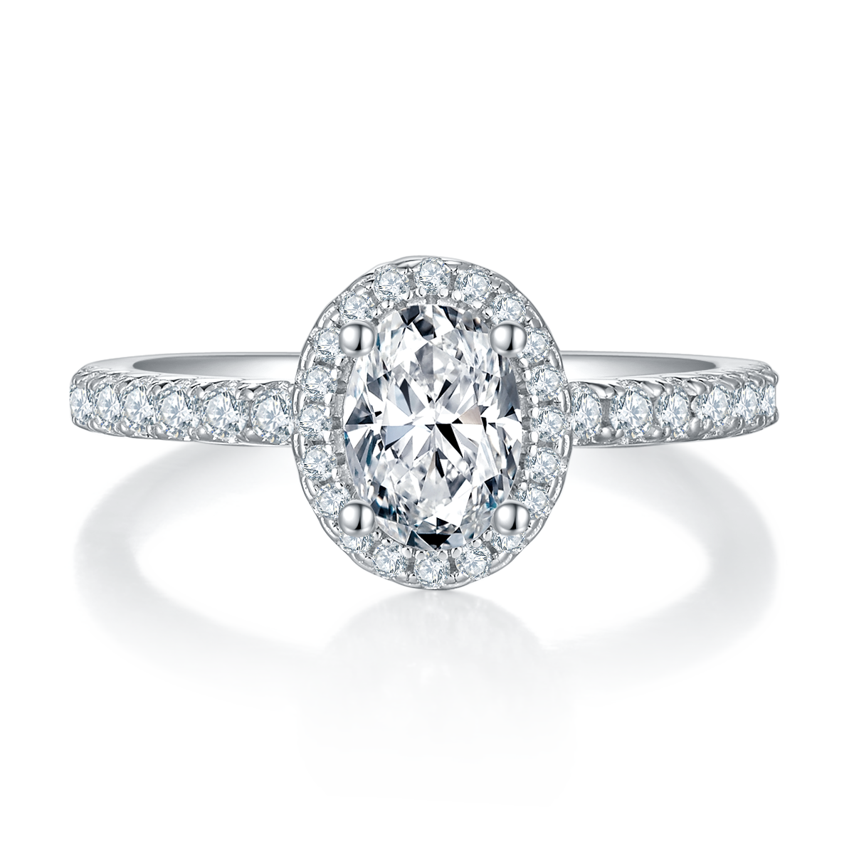 1.0 CT D Color Oval Cut Moissanite Dainty Ring in White Gold Plated Sterling Silver#5