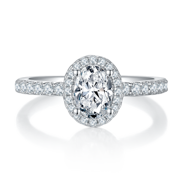 1.0 CT D Color Oval Cut Moissanite Dainty Ring in White Gold Plated Sterling Silver#5