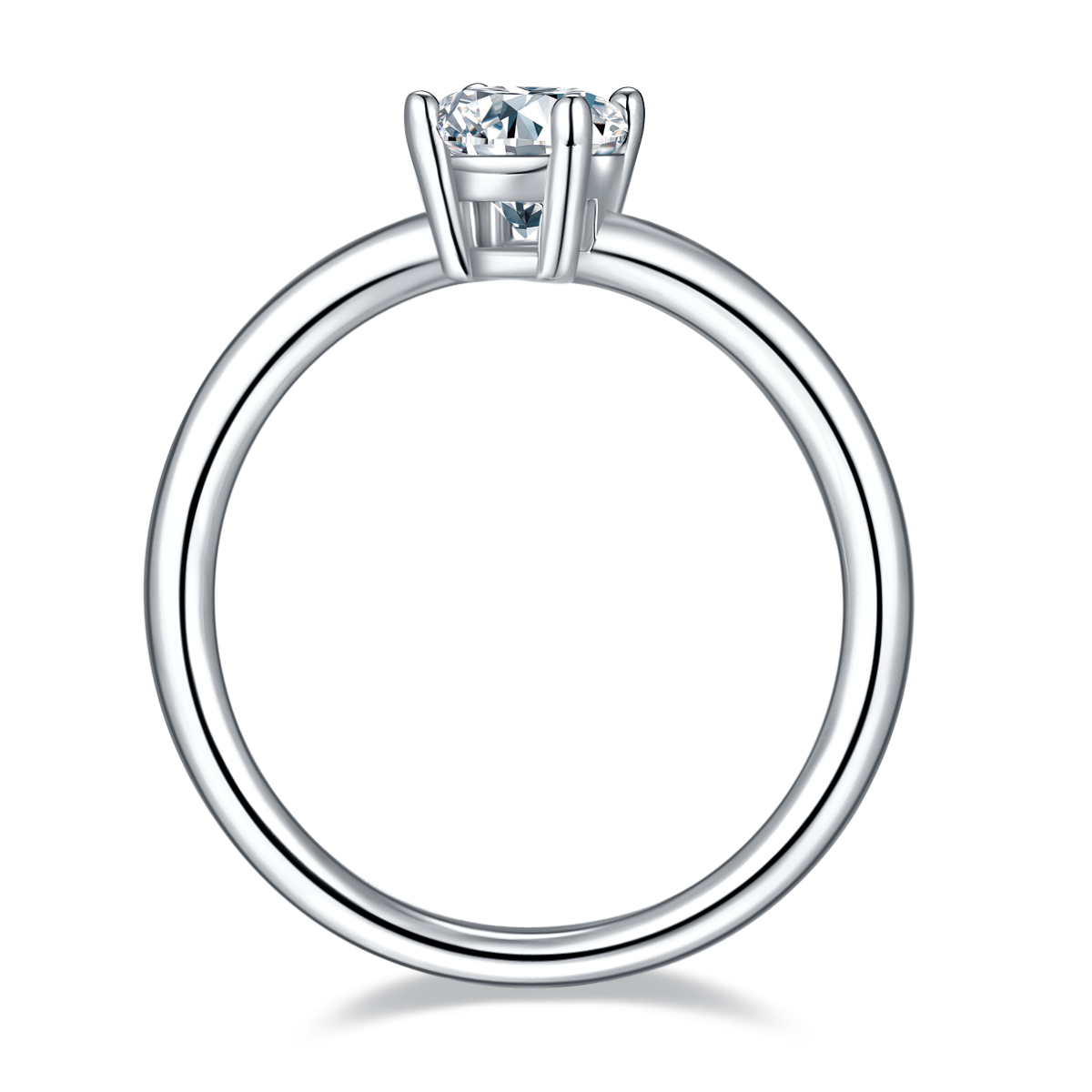1.0 CT D Color Oval Cut Moissanite Classic Ring in White Gold Plated Sterling Silver#4