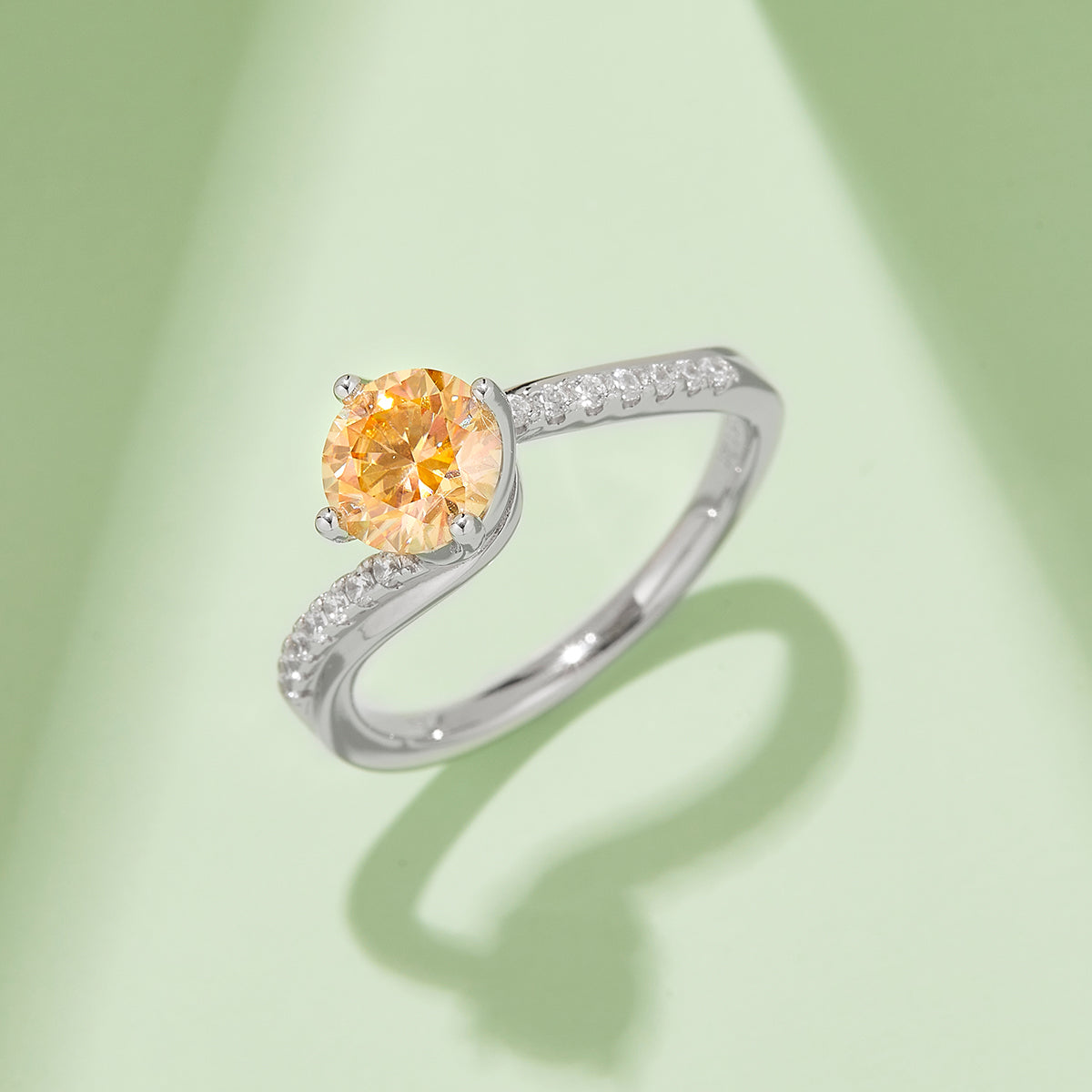1.0 CT D Color Moissanite Happy Embrace Ring in White Gold Plated Sterling Silver#9