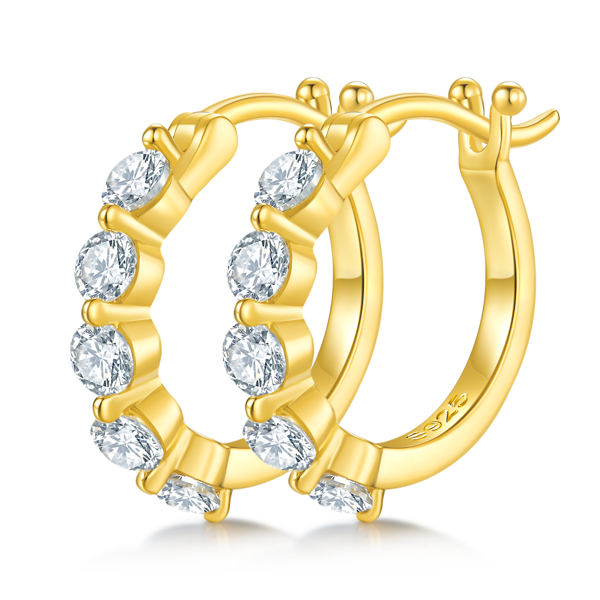 1.0 CT D Color Moissanite Melee Single Row Half Hoop Earrings in Sterling Silver#5