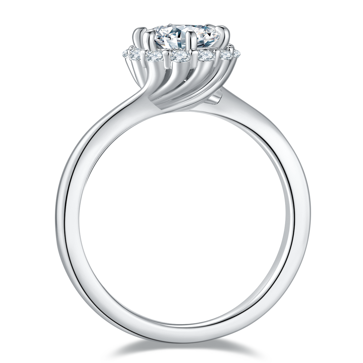 1.0 CT D Color Moissanite Fire of Love Ring in White Gold Plated Sterling Silver#6