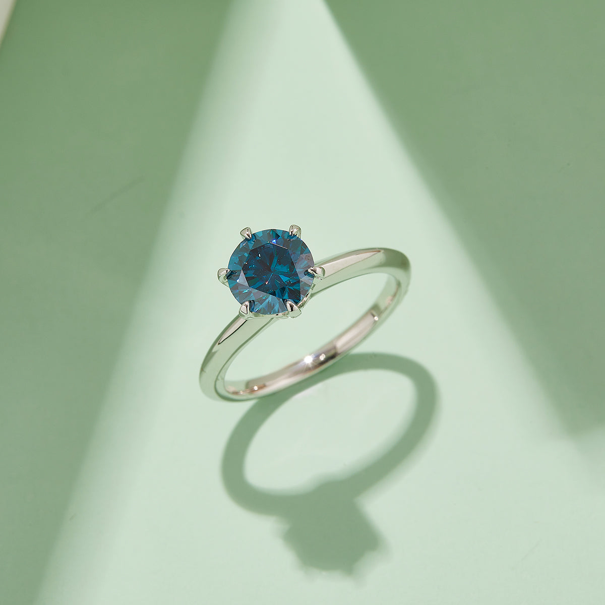 1.5 CT D Color Moissanite 6-Prong Classic Plain Shank Ring in White Gold Plated Sterling Silver#10