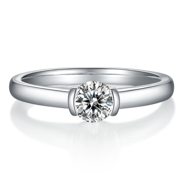 0.5 CT D Color Round Cut Moissanite Minimalist Ring in White Gold Plated Sterling Silver#4