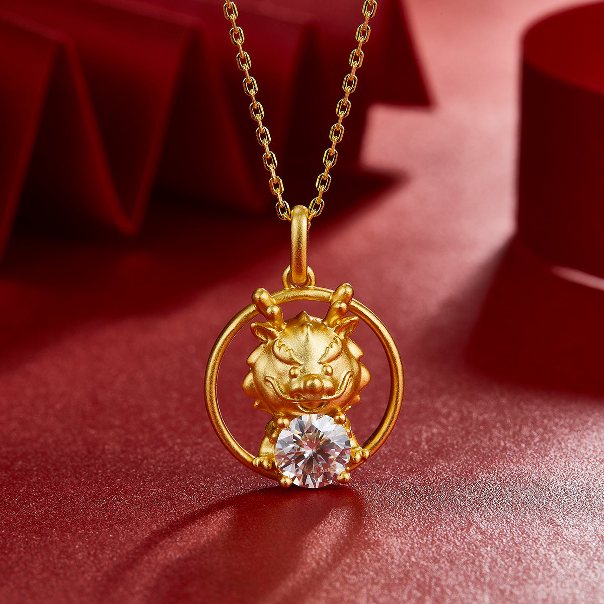 1.0 CT Moissanite Chinese Zodiac Dragon Necklace in Sterling Silver#3